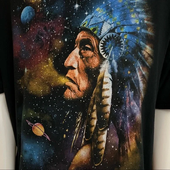 Fruit of the Loom Honduras Y2K Native American Chief Galaxy Space Size XXL - Picture 3 of 14